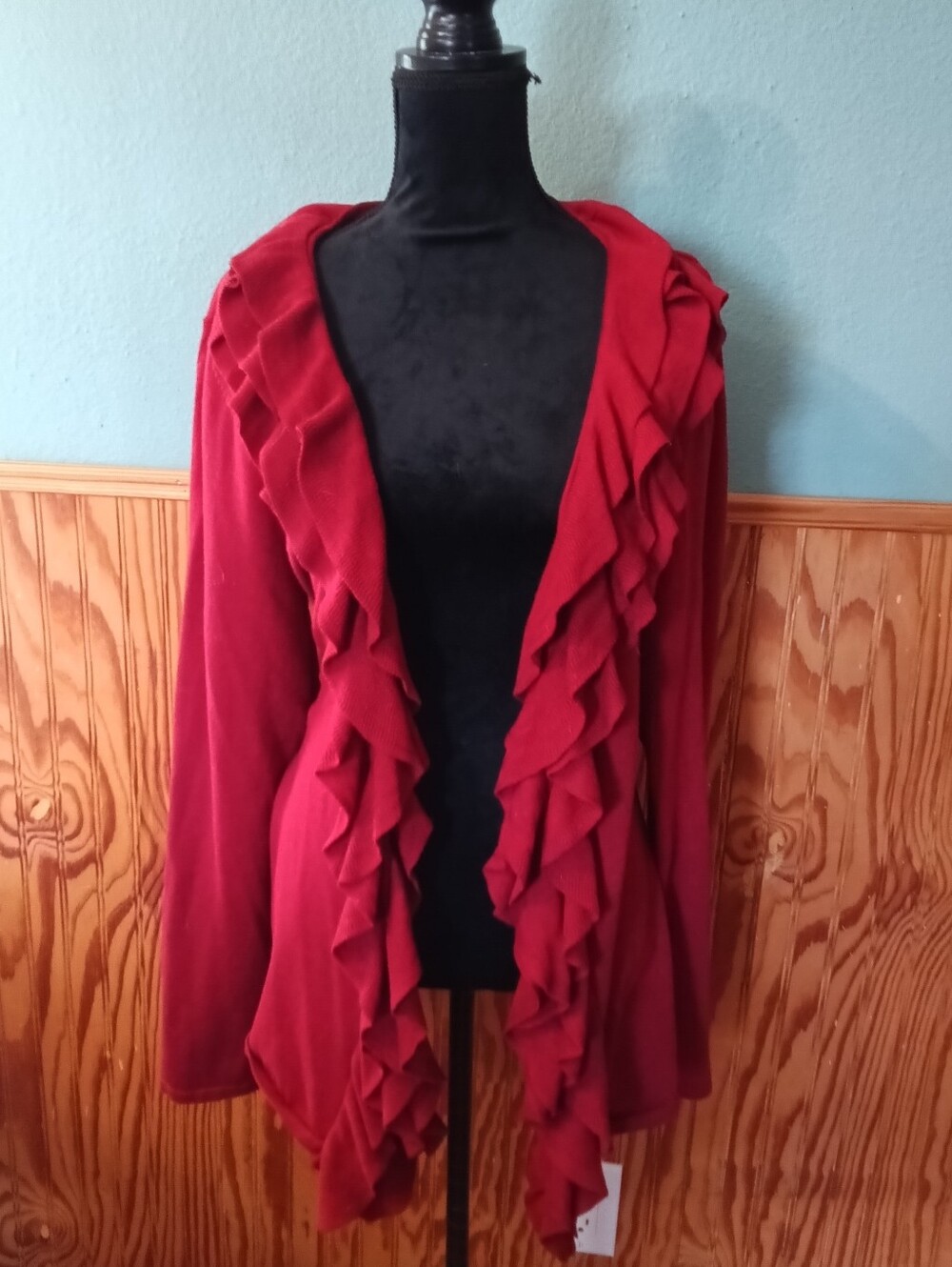 Burgendy Red Cardigan Ruffles